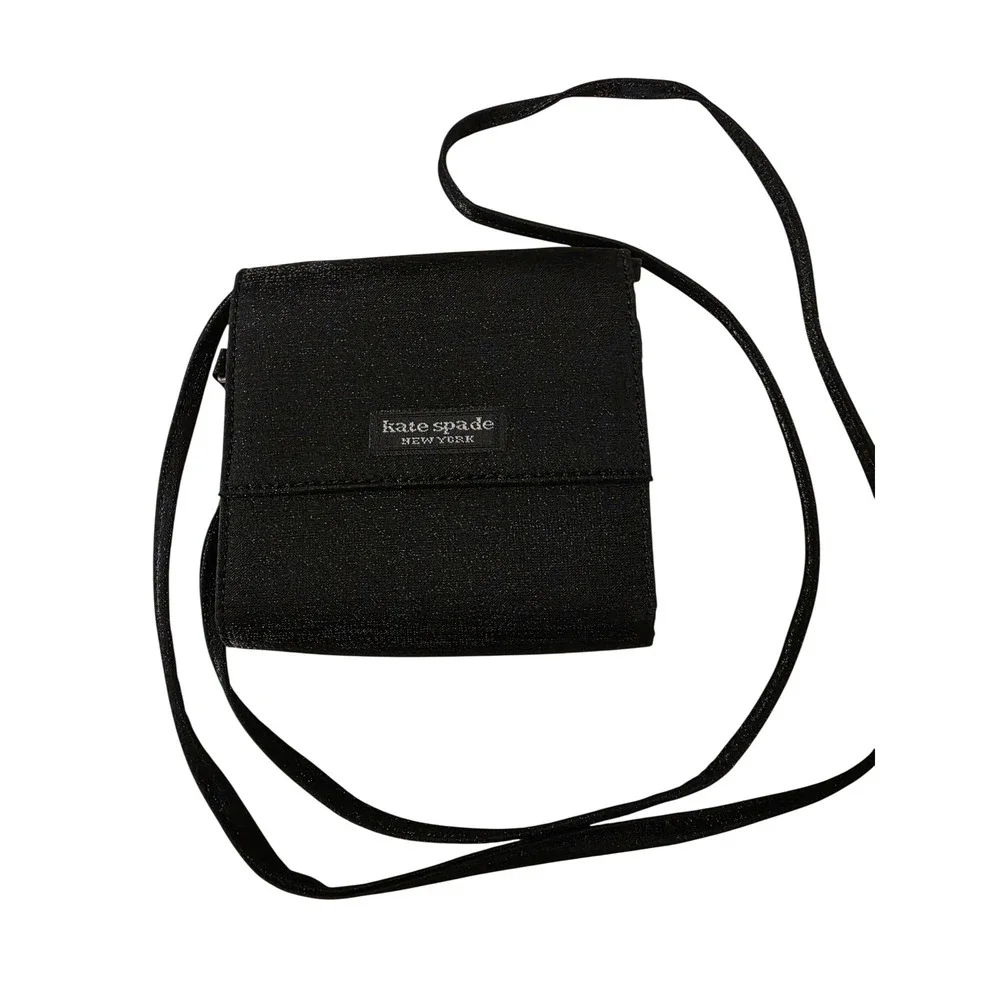 Vintage Kate Spade New York Black Glitter Crossbody Wallet Bag 2224-B  Mini